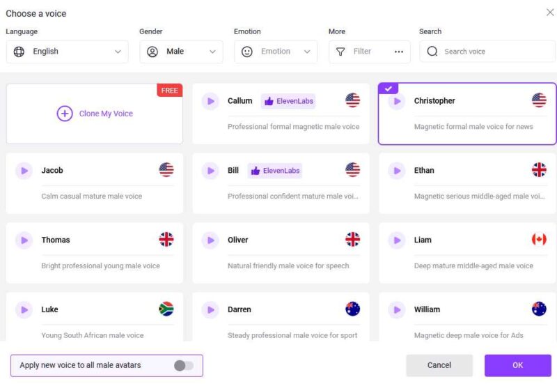 Vidnoz Ai Choose Voices