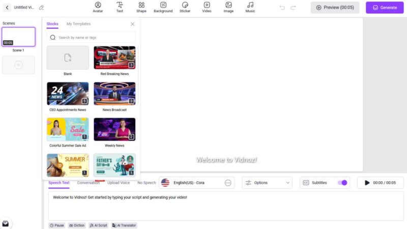 Vidnoz Ai Main Editor