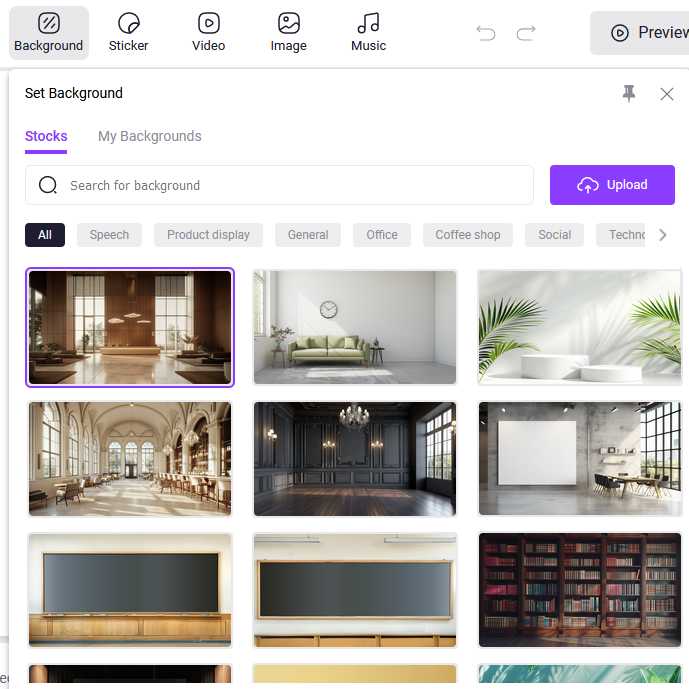 Vidnoz Ai Set Backgrounds