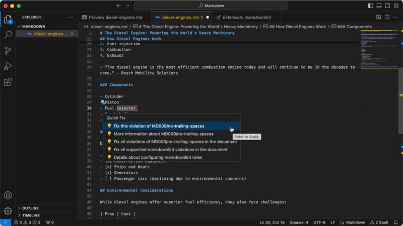 Vscode Markdown Lint