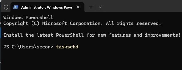 Opening Windows Task Scheduler in PowerShell.
