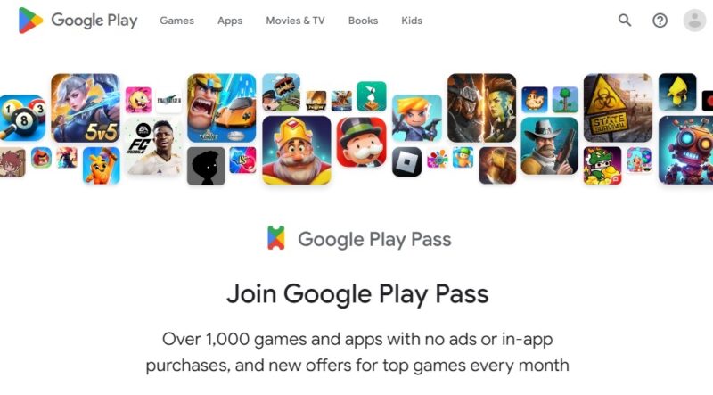 Benefits of joining the Google Play Pass membership.