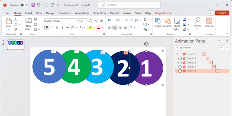 Align Shapes To Create A Coundown Timer