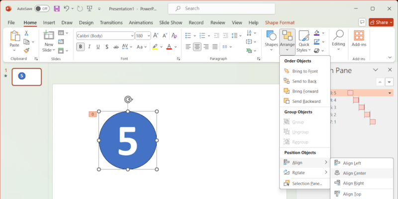 Align Shapes Using The Arrange Option