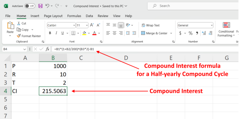 Compound Interest when Rate of Interest is Compounded Half Yearly
