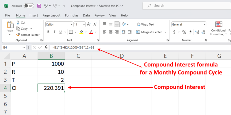 Compound Interest when Rate of Interest is Compounded Monthly