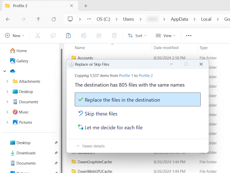 Copy Chrome Profile Folder