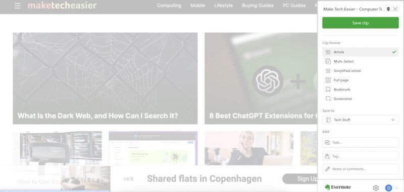 The Evernote Web Clipper Working in Chrome