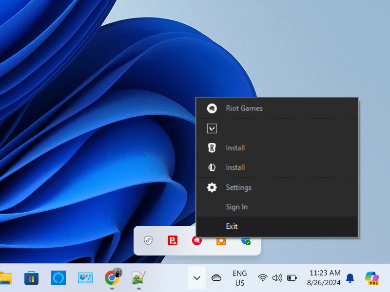 Exit Riot Client In System Tray