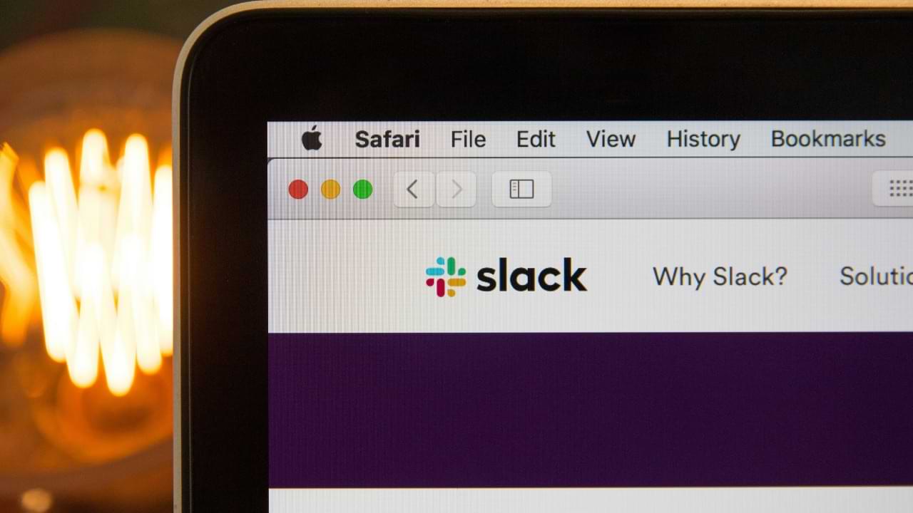 Slack appearing on a person's computer screen