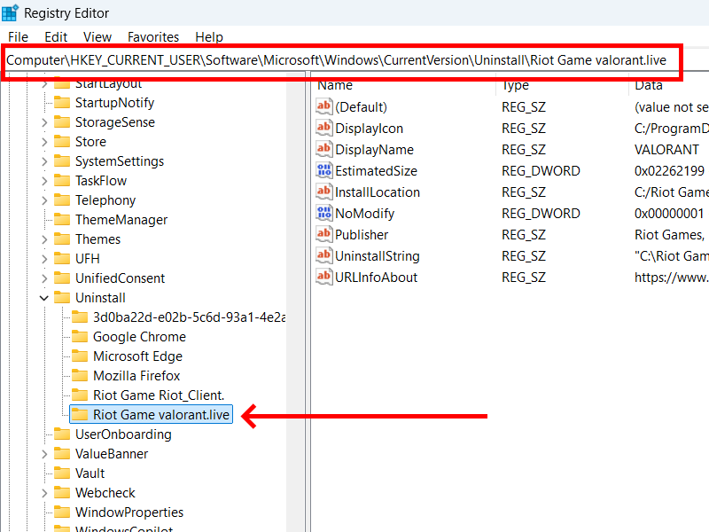 Find The Valorant Registry Key