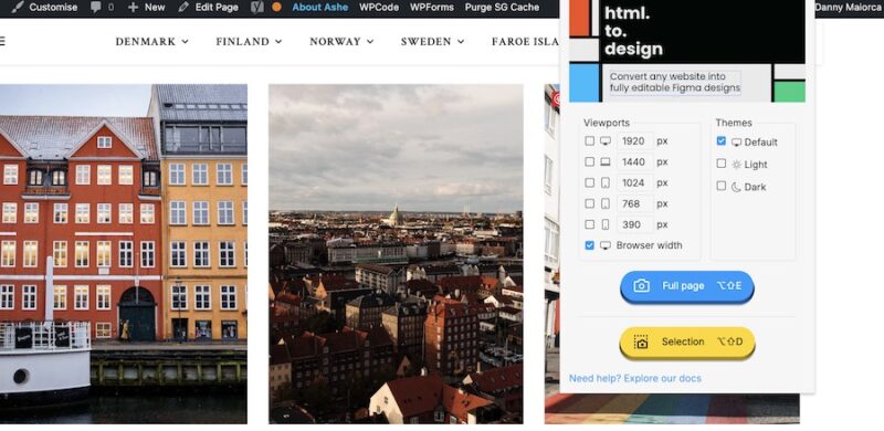 The HTML to Design Extension in Google Chrome