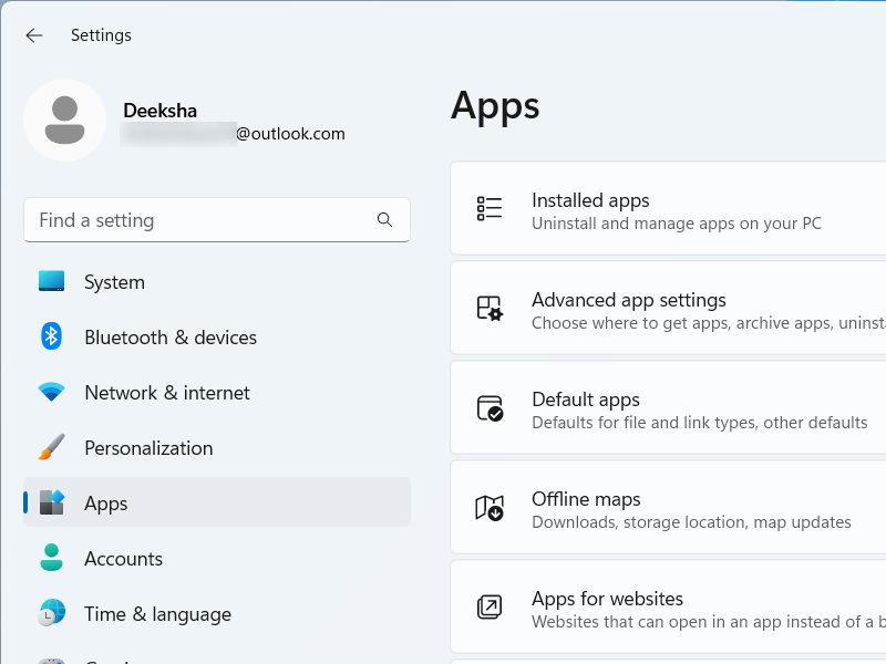 Open Installed Apps In Settings