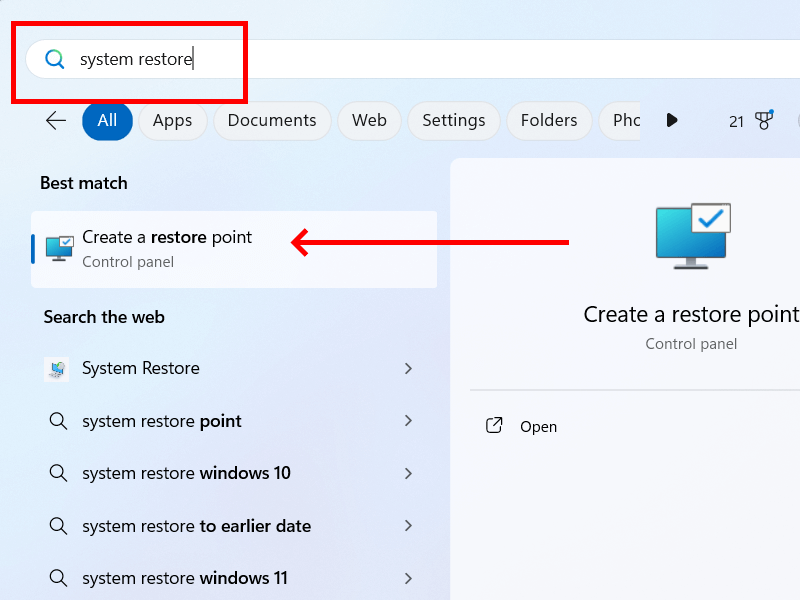 Open system property Window