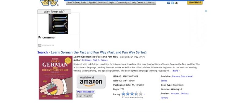 A book listed on the PaperBackSwap website