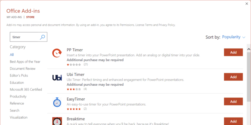 Powerpoint Timer Add Ins