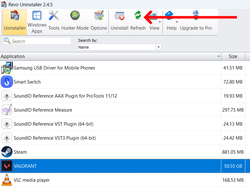 Refresh List Of Programs Revo Uninstaller