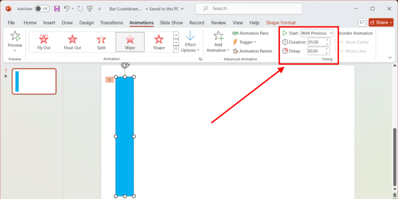 Set Duration Of The Bar Timer