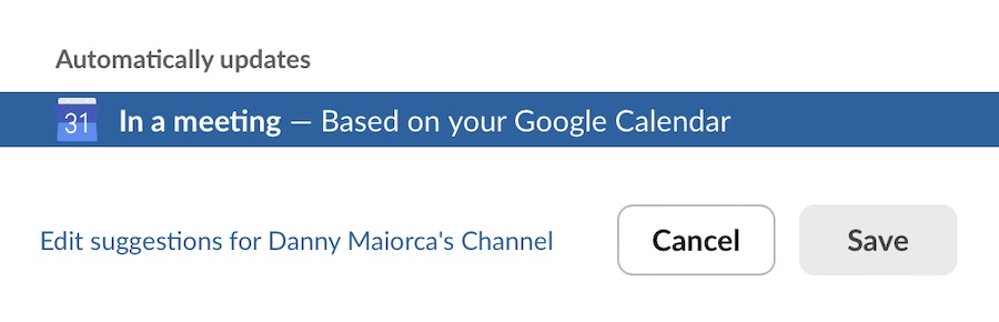 automatically set a slack status from your integration