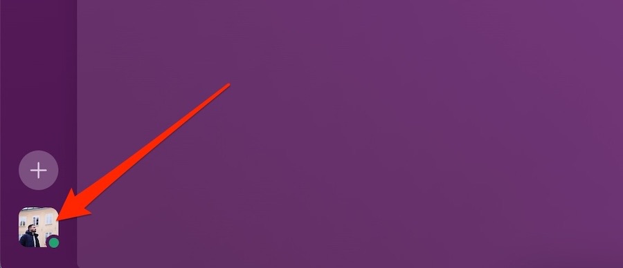 Slack Select Profile Icon in the App