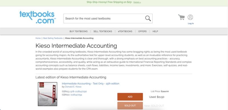 Buying a book in Textbooks.com