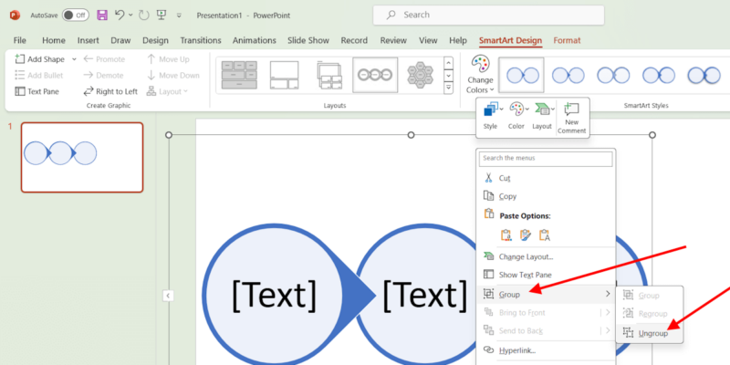 Ungroup Elements Of Smartart