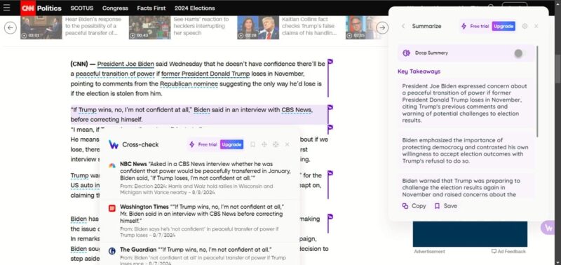 Reading article with WiseOne extension installed. 