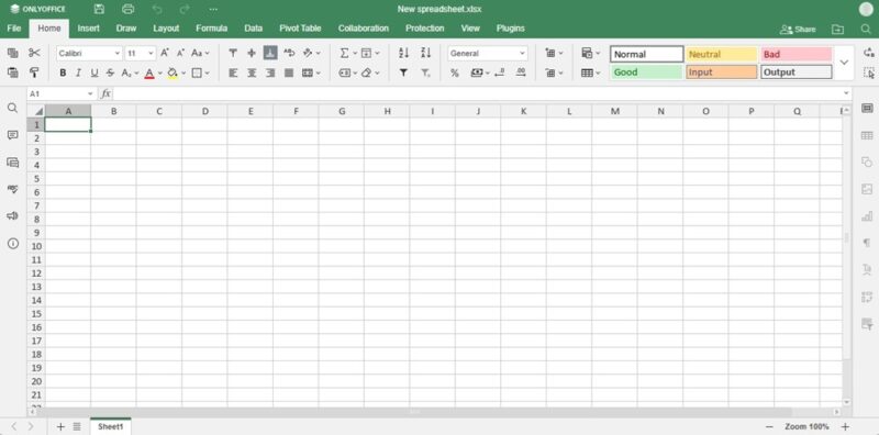 Using ONLYOFFICE spreadsheet app.