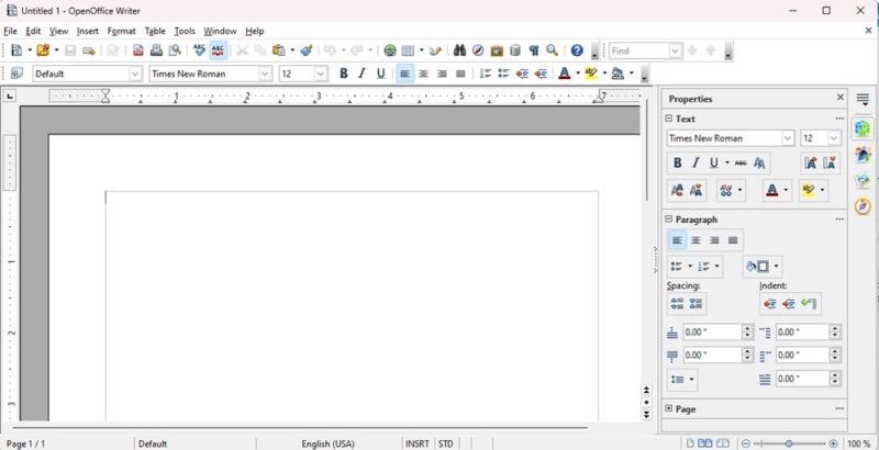 Using OpenOffice's text document app in place of Office Word.