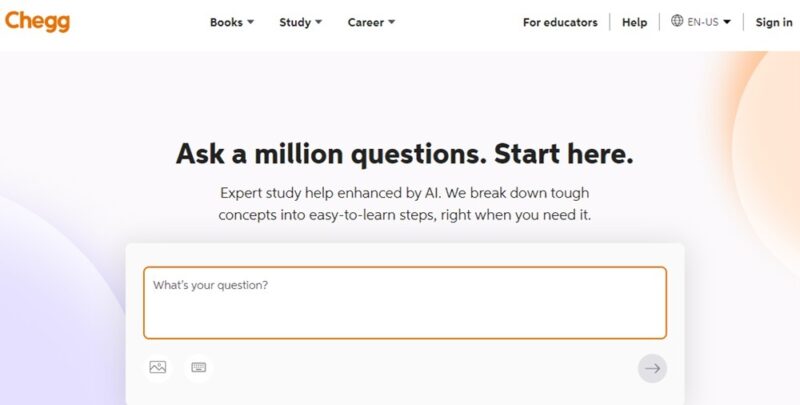 Asking a question on one of the best homework help sites, Chegg.
