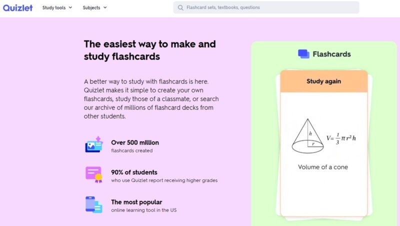 Creating flashcards with Quizlet