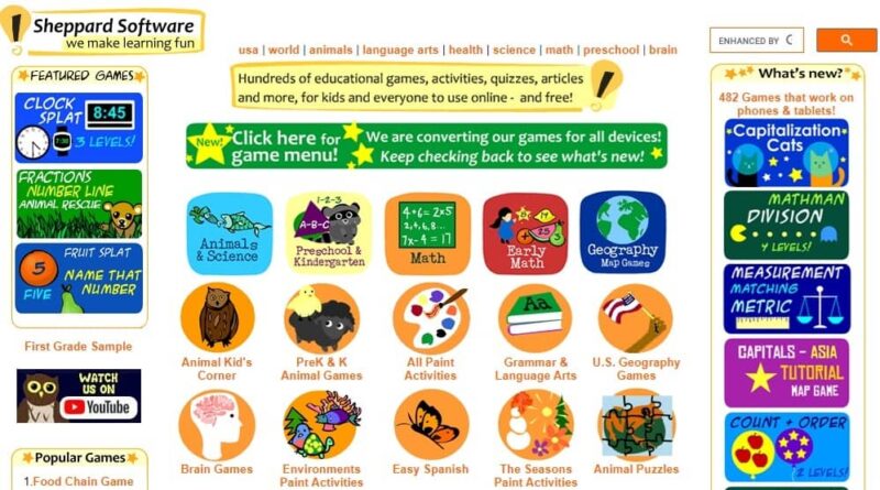 Picking homework help games from Sheppard Software.