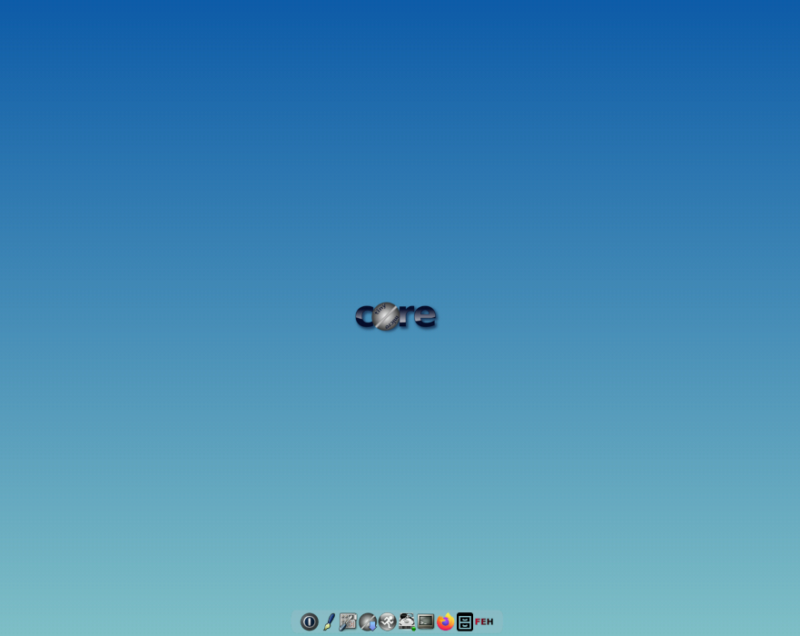 A screenshot showing the default PiCore desktop running on Raspberry Pi.