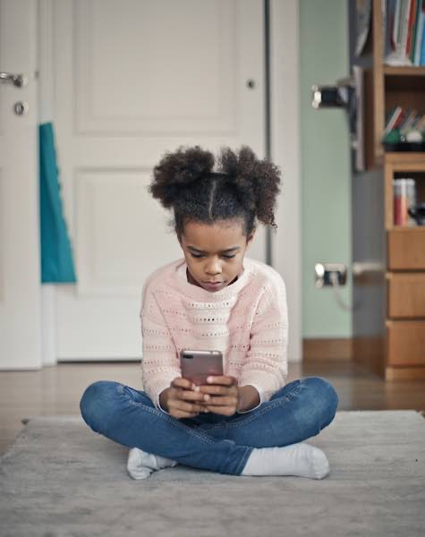 Children Smartphone Guidance Girl On Phone