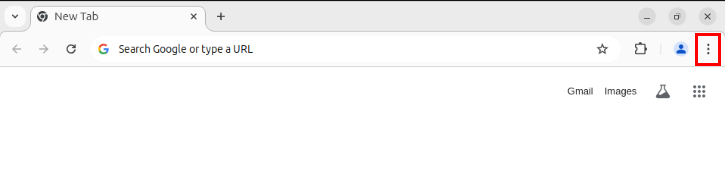 A screenshot highlighting the location of the "three dots" menu on the Chrome browser.