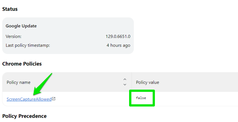 List of Chrome Policies in Chrome