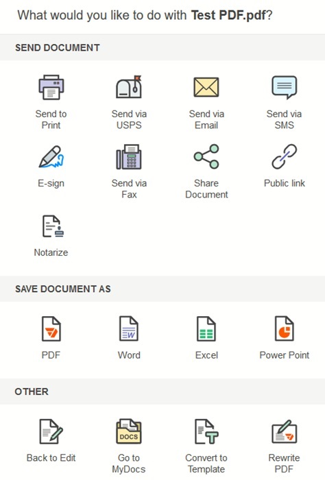 Options for after processing PDF in pdfFiller.