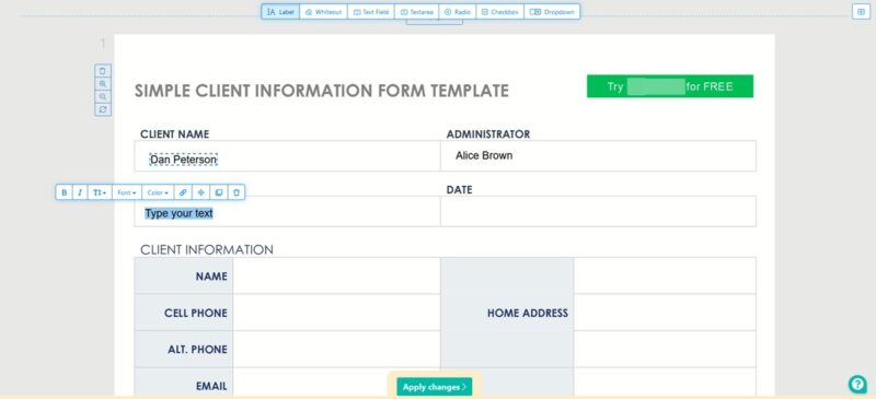 Editing PDF with Sedja online tool.