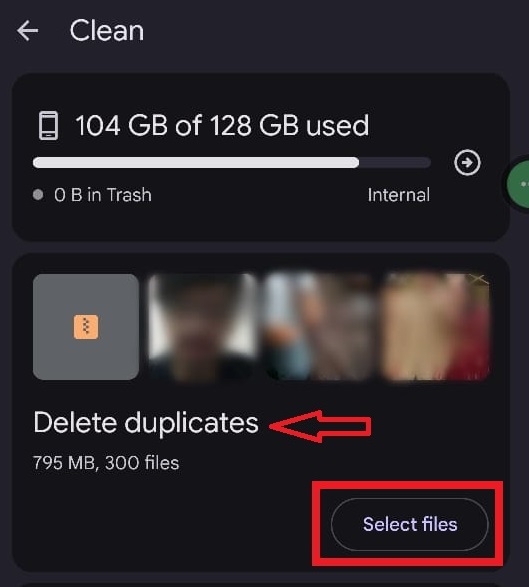Locate the Delete Duplicates tile once you click on the Clean. Tap on the Select Files button associated with the Delete Duplicates.