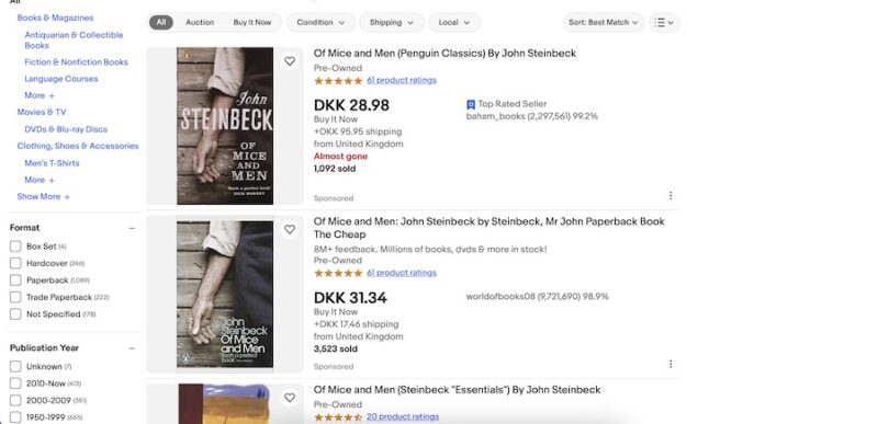 Ebay Search Results for Of Mice and Men