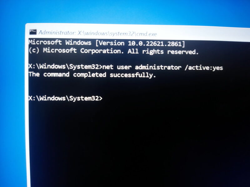Enable the hidden Administrator Account with this command