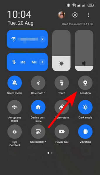 Enabling Location on Android through Quick Access