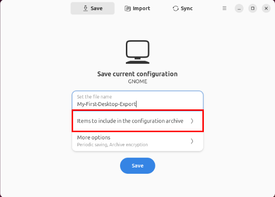 A screenshot highlighting the menu to configure SaveDesktop's backup files.
