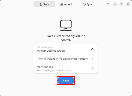 A screenshot showing the "Save" button for SaveDesktop.