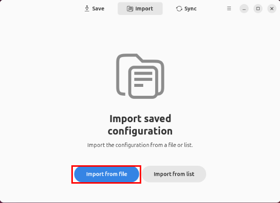 A screenshot highlighting the file import button in SaveDesktop.
