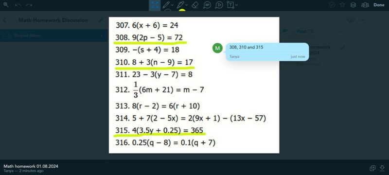 Editing a document in Showbie interface. 