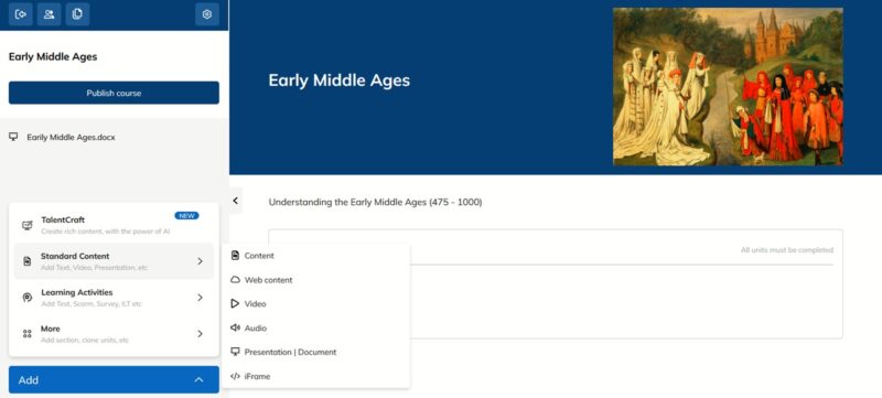 Creating course in TalentLMS.