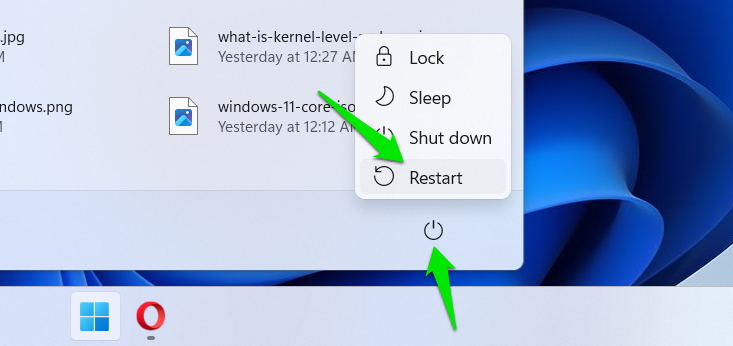 Hold shift key when restarting PC