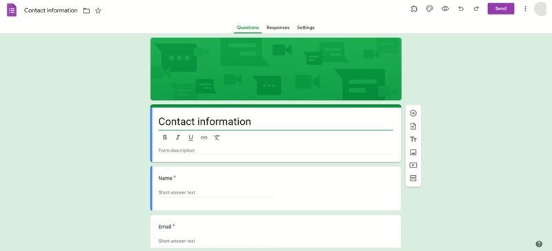 Contact Information template view in Google Forms.
