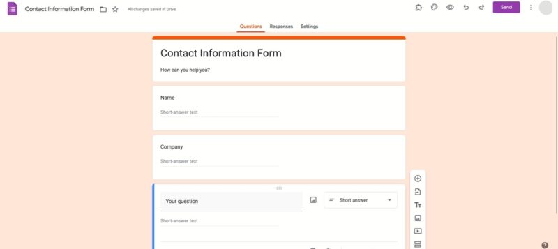 Creating Contract Information form in Google Forms from scratch. 